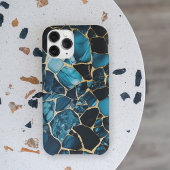 金ゴールドグリッターひびブルーマーブルモダン質感 Case-Mate iPhoneケース