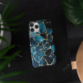 金ゴールドグリッターひびブルーマーブルモダン質感 Case-Mate iPhoneケース
