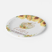 金ゴールドグリッターひまわりカボチャ1st誕生日プレート ペーパープレート (アングル)