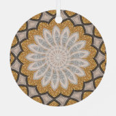 金ゴールドグリッターひまわりジオマンダラ記念日 メタルオーナメント (裏面)