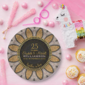 金ゴールドグリッターひまわりモダン記念日 ペーパープレート (パーティー)