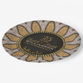 金ゴールドグリッターひまわりモダン記念日 ペーパープレート (アングル)