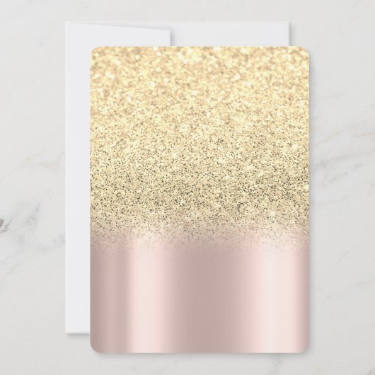 金ゴールドグリッターひまわり花、バラ金ゴールドキンセアニェラ 招待状 (裏面)