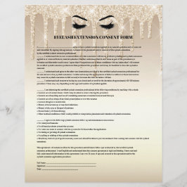 金ゴールドグリッターまつげ延長同意型枠 チラシ