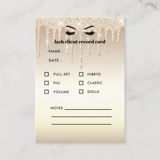 金ゴールドグリッターまつ毛クライアントの相談 名刺 (正面)