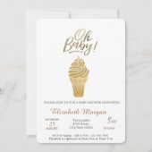 金ゴールドグリッターアイスクリームオベビーサマーベビーシャワー 招待状 (正面)