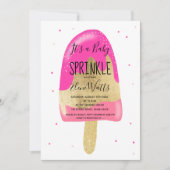 金ゴールドグリッターアイスクリームパステルベビースプリンクシャワー 招待状 (正面)