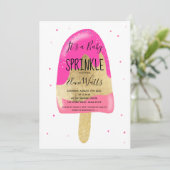 金ゴールドグリッターアイスクリームパステルベビースプリンクシャワー 招待状 (スタンド正面)