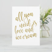 金ゴールドグリッターアイスクリームブライダルシャワー招待 招待状 (スタンド正面)