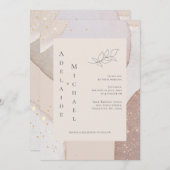 金ゴールドグリッターアイボリーアゲート結婚式招待状 招待状 (正面/裏面)