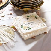 金ゴールドグリッターアイボリーグリーンフローラ卒業パーティー スタンダードカクテルナプキン