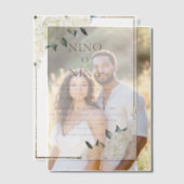 金ゴールドグリッターアイボリーフローラスペインの性別開示 ベラム紙招待状 (オフセット (カップル))