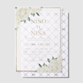 金ゴールドグリッターアイボリーフローラスペインの性別開示 ベラム紙招待状 (オフセット (招待状))