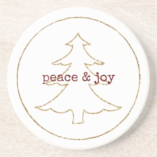 金ゴールドグリッターアウトラインのクリスマスツリー コースター (正面)