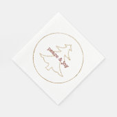 金ゴールドグリッターアウトラインのクリスマスツリー スタンダードランチョンナプキン (角)