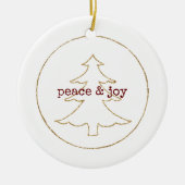 金ゴールドグリッターアウトラインのクリスマスツリー セラミックオーナメント (正面)