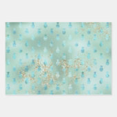 金ゴールドグリッターアクアグラムトロピカルパイナップル ラッピングペーパーシート (正面2)