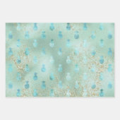 金ゴールドグリッターアクアグラムトロピカルパイナップル ラッピングペーパーシート (正面)