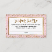 金ゴールドグリッターアクセントベビーピンクおむつラッフルカード エンクロージャーカード (正面)