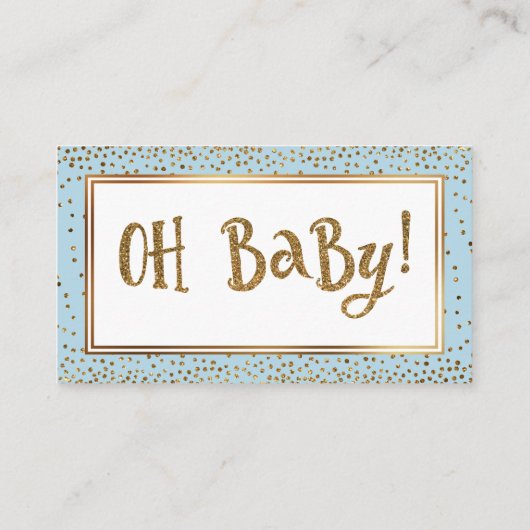 金ゴールドグリッターアクセント赤ちゃんブルーおむつラッフルカード エンクロージャーカード (裏面)