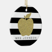 金ゴールドグリッターアップル感謝していユー先生クリスマス セラミックオーナメント (右)