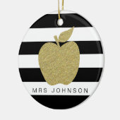 金ゴールドグリッターアップル感謝していユー先生クリスマス セラミックオーナメント (左)