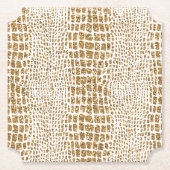 金ゴールドグリッターアリゲータープリント ペーパーコースター (正面)