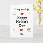 金ゴールドグリッターアローズハートズハッピーマザーズデージギ カード (黄色い花)