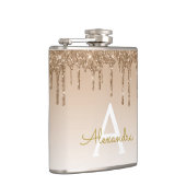 金ゴールドグリッターアンドスパークルラグジュアリーモノグラム フラスク (右)