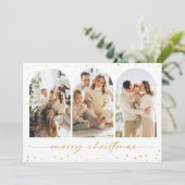 金ゴールドグリッターアーチクリスマスフォトグリーティングカード 招待状 (スタンド正面)