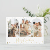 金ゴールドグリッターアーチクリスマスフォトグリーティングカード 招待状 (スタンド正面)