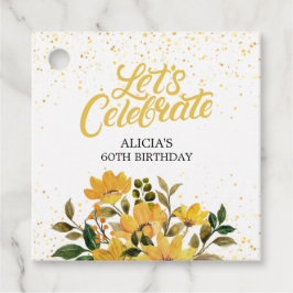 金ゴールドグリッターイエローフローラ誕生日 フェイバータグ