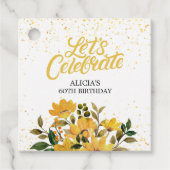 金ゴールドグリッターイエローフローラ誕生日 フェイバータグ (正面)