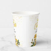 金ゴールドグリッターイエローフローラ誕生日 紙コップ (右)