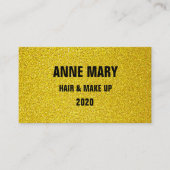 金ゴールドグリッターイエローブラックヘア&メイクアッモダンプ 名刺 (正面)