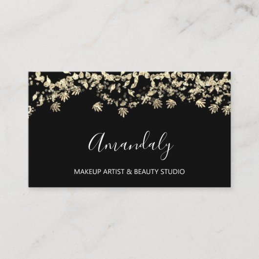 金ゴールドグリッターイベントプランナー美しいショップ紙吹雪 名刺 (正面)