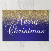 金ゴールドグリッターインディゴブルーグラデーションメリークリスマス ペーパーパッド (正面)