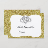 金ゴールドグリッターインフィニティハートテーブル座席表 招待状 (正面/裏面)