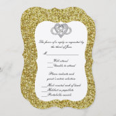 金ゴールドグリッターインフィニティハート応答カード 招待状 (正面/裏面)