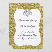 金ゴールドグリッターインフィニティハート披露宴カード 招待状 (正面/裏面)