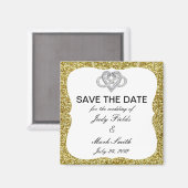 金ゴールドグリッターインフィニティハート日付磁石の保存 マグネット (正面/裏面)