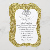 金ゴールドグリッターインフィニティハート結婚式招待状 招待状 (正面/裏面)