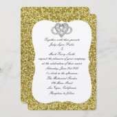 金ゴールドグリッターインフィニティハート結婚式招待状 招待状 (正面/裏面)