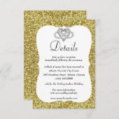 金ゴールドグリッターインフィニティ結婚ハート詳細 エンクロージャーカード (正面/裏面)