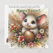 金ゴールドグリッターイースターエッグとマウスピンクフローラ シーズンカード (正面/裏面)