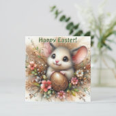 金ゴールドグリッターイースターエッグとマウスピンクフローラ シーズンカード (スタンド正面)