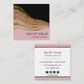 金ゴールドグリッターウィッシュ、赤面、およびブラックビジネスカード スクエア名刺 (正面/裏面)