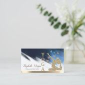 金ゴールドグリッターウィメンシルエット，ヨガブラシストローク 名刺 (スタンド正面)