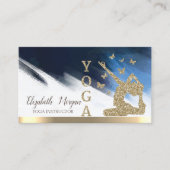 金ゴールドグリッターウィメンシルエット，ヨガブラシストローク 名刺 (正面)