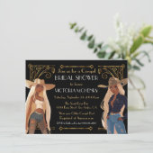 金ゴールドグリッターウェスタン女性のカーボーイブライダルシャワー 招待状 (スタンド正面)